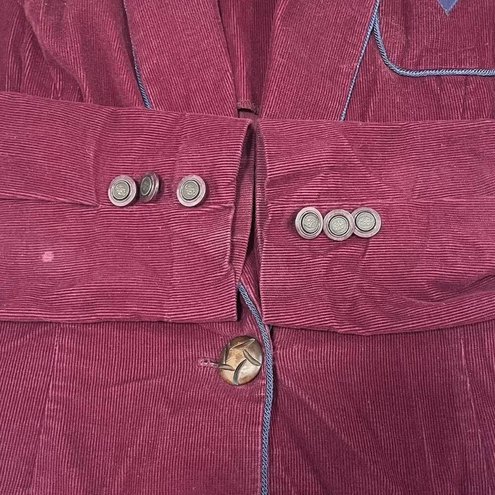 VTG Lindsey Scott Sport Purple Corduroy Golf Blazer Jacket USA Made Size 8